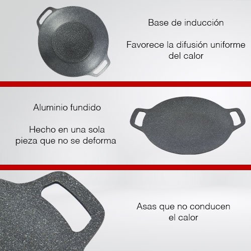 COMAL DE 34 CM DE ALUMINIO FUNDIDO COLOR NEGRO - Imagen 2