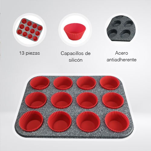 MOLDE PARA CUPCAKES CON CAPACILLOS DE SILICON - Imagen 2