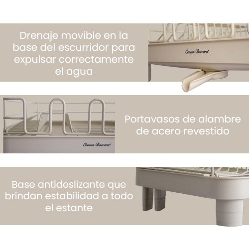 ESCURRIDOR PARA PLATOS EXPANDIBLE DE ACERO COLOR MARFIL - Imagen 2