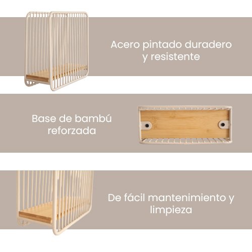 SERVILLETERO DE ACERO Y BAMBU - Imagen 2