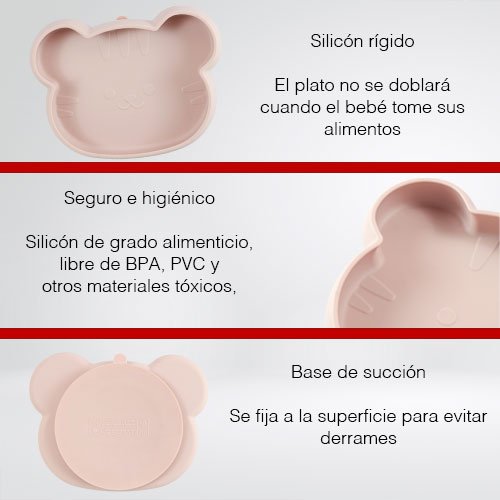 Set de Plato y Cubiertos de Silicón Rosa | 650ml y Libre de BPA - Imagen 2