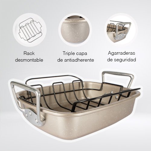 ROSTICERA DE 43 CM CON RACK DE ACERO COLOR DORADO MAGGICCOOK - Imagen 2