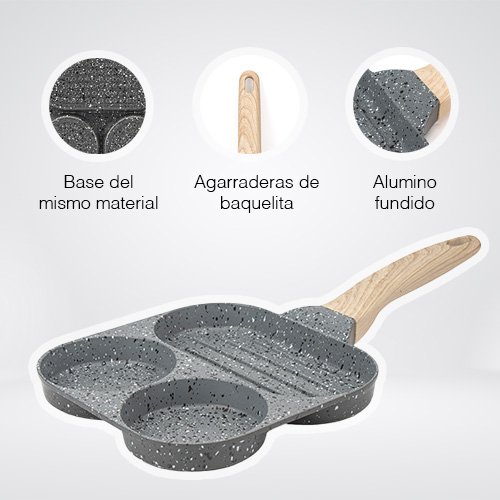 SARTEN DE 18 CM CON 3 DIVISIONES DE ALUMINIO FUNDIDO - Imagen 2