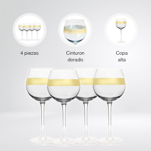 SET DE 4 COPAS DE 540 ML DE VIDRIO BICOLOR - Imagen 2