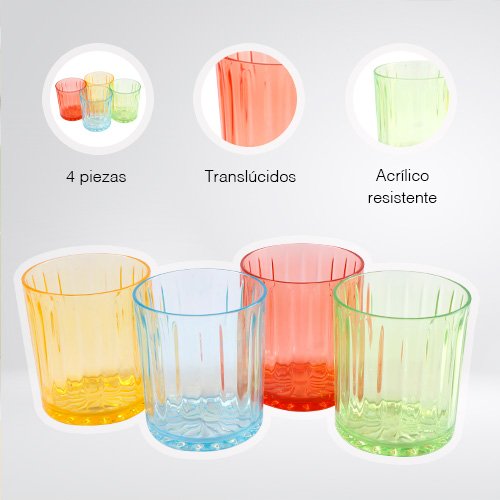 SET DE 4 VASOS DE ACRILICO DE COLORES - Imagen 2
