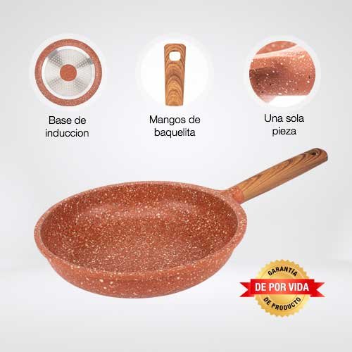 SARTEN DE 28 CM DE ALUMINIO FUNDIDO VOLCANO ROCK - Imagen 2