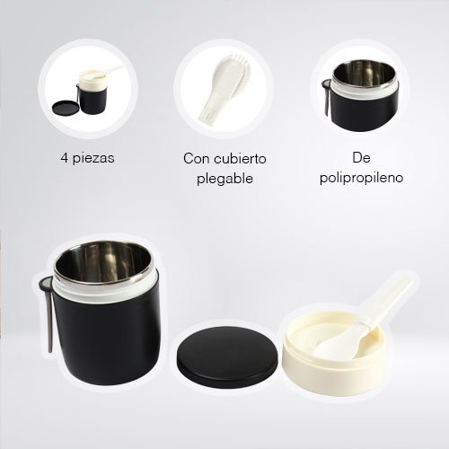 Contenedor de Acero Inoxidable Andrés | 450 ml con Tenedor Plegable - Imagen 2