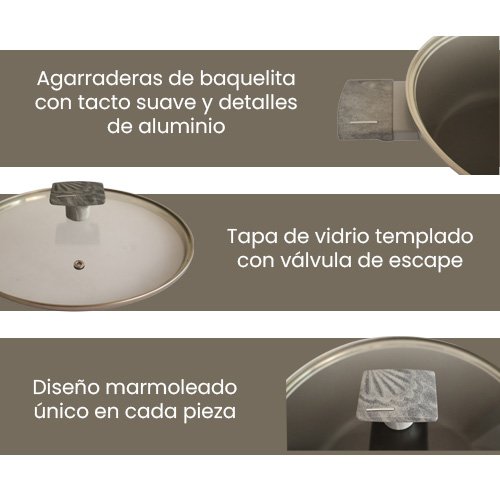 CACEROLA DE 4.2 L DE ALUMINIO FORJADO COLOR GRIS - Imagen 2