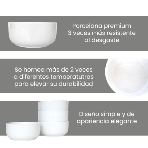 JUEGO DE 4 TAZONES DE PORCELANA PREMIUM PARA HORECA - Imagen 2