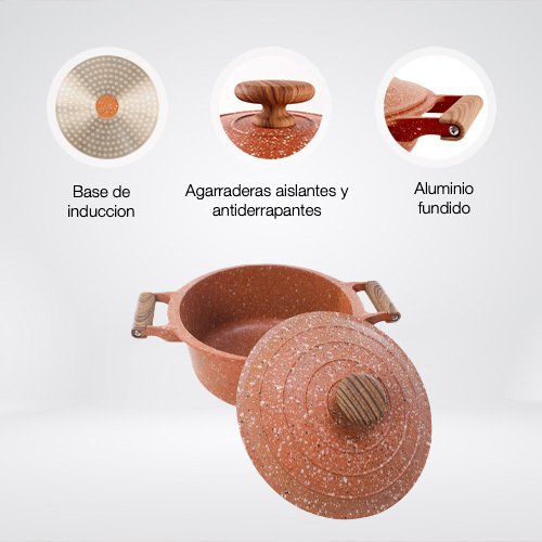 CACEROLA DE 7.1 L CON TAPA DE ALUMINIO FUNDIDO VOLCANO ROCK - Imagen 2