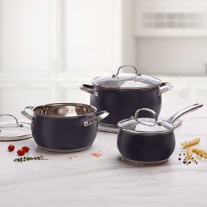 BATERIA DE ACERO INOXIDABLE DE ALTA CALIDAD COLOR GRIS