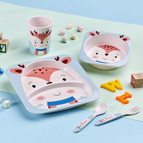 Set de Desayuno Infantil de Reno | Vajilla de Melamina 5 Pzas - Imagen 6