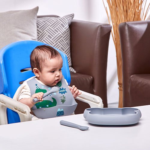 Set de Plato y Cubiertos de Silicón Azul | 650ml | 100% Libre de BPA - Imagen 6