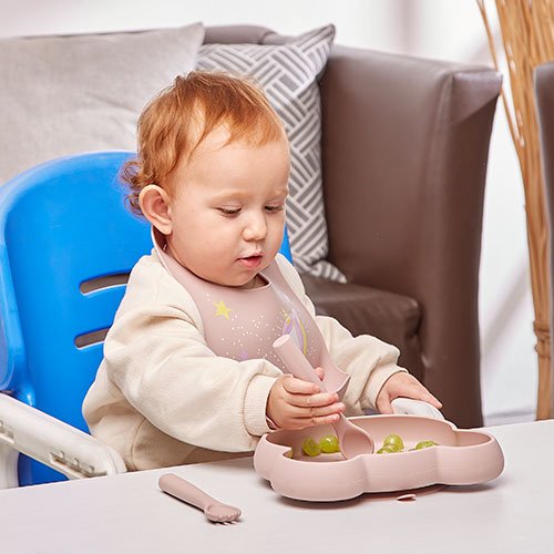 Set de Plato y Cubiertos de Silicón Rosa | 650ml y Libre de BPA - Imagen 6