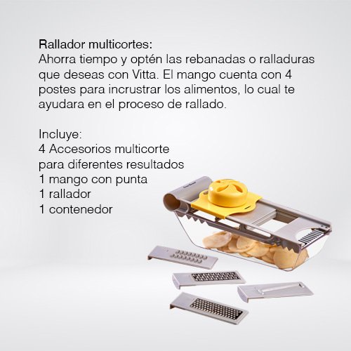 RALLADOR MULTICORTE CON CONTENEDOR Y ACCESORIOS - Imagen 3