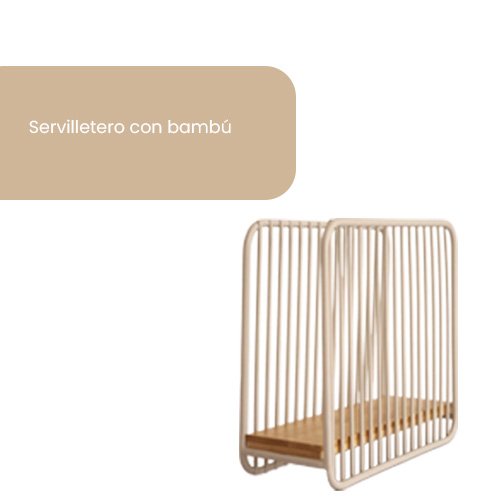 SERVILLETERO DE ACERO Y BAMBU - Imagen 3