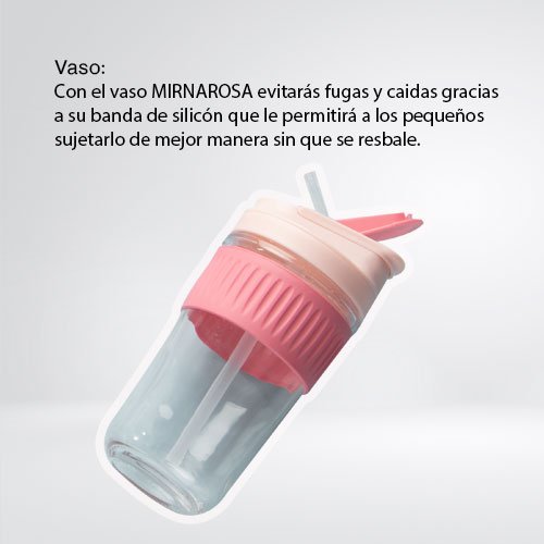 Botella de Vidrio Infantil Rosa 450ml | Con Funda de Silicona Antigolpes - Imagen 3