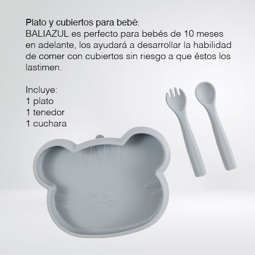 Set de Plato y Cubiertos de Silicón Azul | 650ml | 100% Libre de BPA - Imagen 3