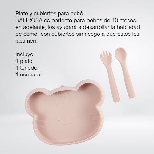 Set de Plato y Cubiertos de Silicón Rosa | 650ml y Libre de BPA - Imagen 3