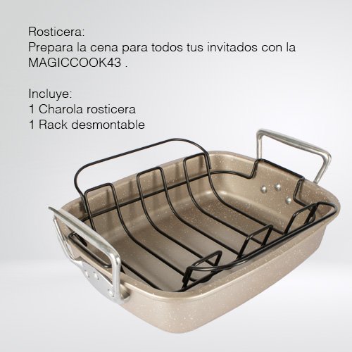ROSTICERA DE 43 CM CON RACK DE ACERO COLOR DORADO MAGGICCOOK - Imagen 3