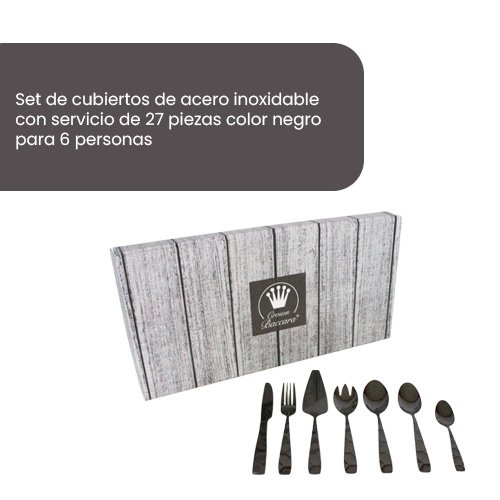 CUBIERTOS NEGROS PARA 6 PERSONAS - Imagen 3