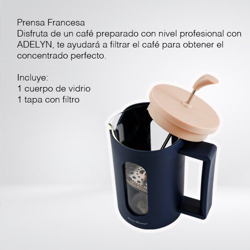 PRENSA FRANCESA DE 800 ML DE VIDRIO CON AGARRADERA - Imagen 3