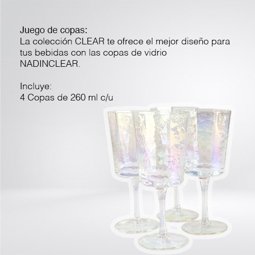 SET DE 4 COPAS ALTAS DE 260 ML DE VIDRIO TORNASOL - Imagen 3