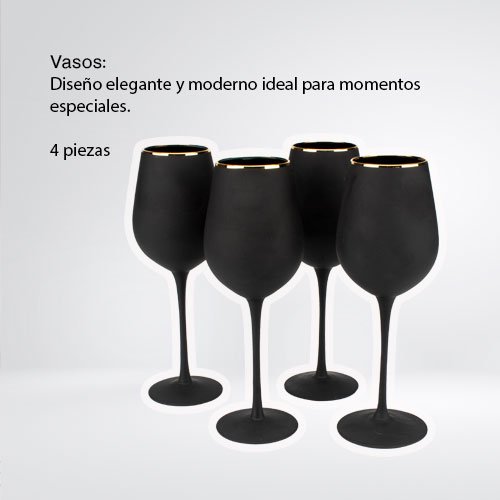 SET DE 4 COPAS DE 450 ML DE VIDRIO NEGRO - Imagen 3