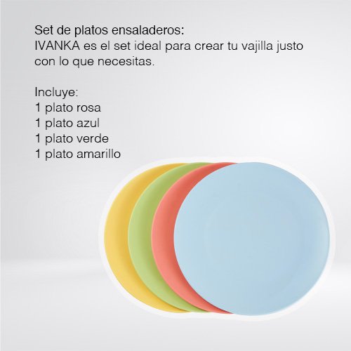 SET DE 4 PLATOS ENSALADEROS DE MELAMINA DE COLORES - Imagen 3
