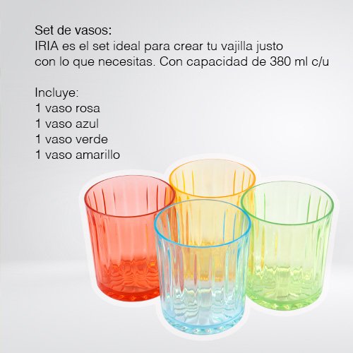 SET DE 4 VASOS DE ACRILICO DE COLORES - Imagen 3