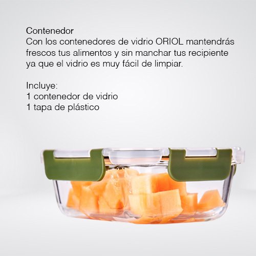CONTENEDOR RECTANGULAR DE VIDRIO 1040 ML COLOR VERDE - Imagen 3