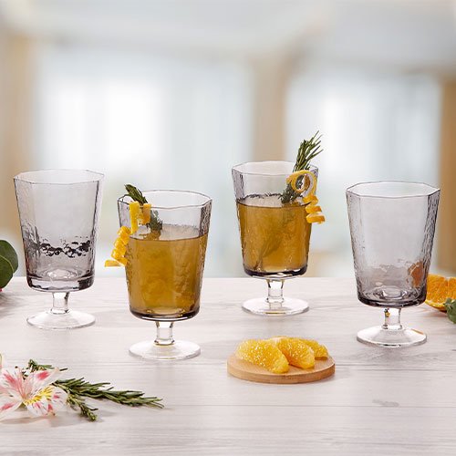 SET DE 4 COPAS CORTAS DE 410 ML DE VIDRIO GRIS - Imagen 6