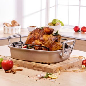 ROSTICERA DE 43 CM CON RACK DE ACERO COLOR DORADO MAGGICCOOK