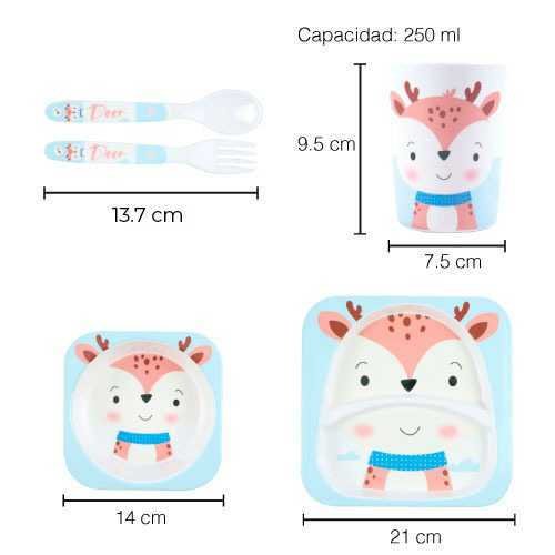 Set de Desayuno Infantil de Reno | Vajilla de Melamina 5 Pzas - Imagen 4