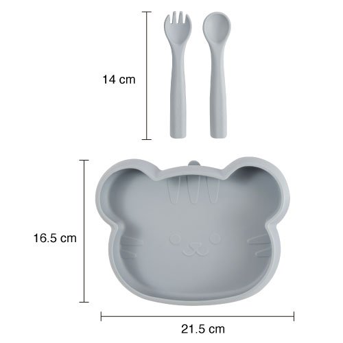 Set de Plato y Cubiertos de Silicón Azul | 650ml | 100% Libre de BPA - Imagen 4