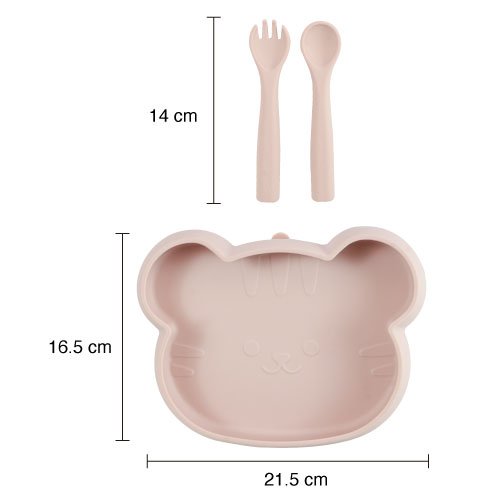 Set de Plato y Cubiertos de Silicón Rosa | 650ml y Libre de BPA - Imagen 4