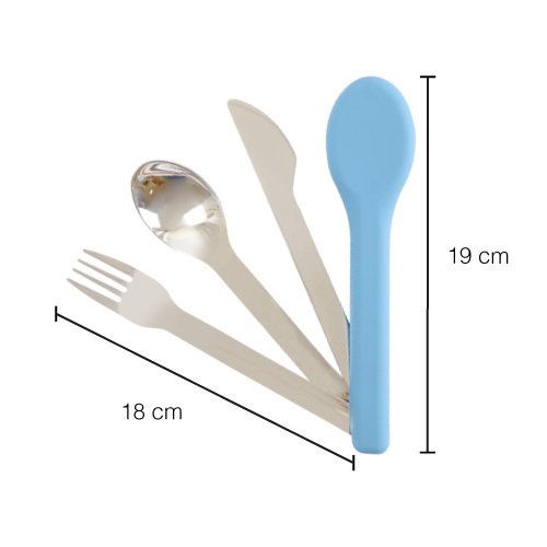 Set de Cubiertos de Acero Inoxidable con Funda de Silicón Azul - Imagen 4