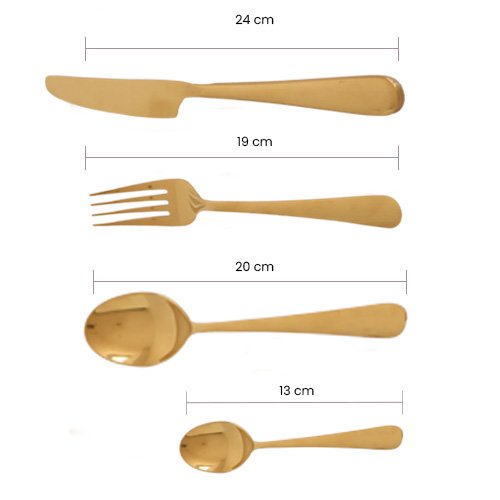 JUEGO DE 16 CUBIERTOS PARA 4 PERSONAS COLOR DORADO - Imagen 4