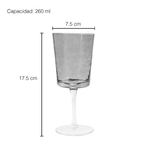 SET DE 4 COPAS ALTAS DE 260 ML DE VIDRIO GRIS - Imagen 4