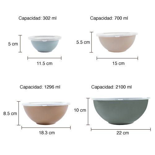 Set de 4 Contenedores Anidables Multicolores | Herméticos y Apilables - Imagen 4