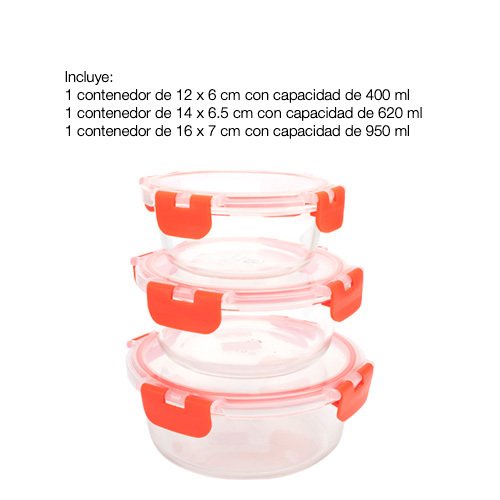 Set de 3 Contenedores Redondos de Vidrio IgorSet | Herméticos y Libres de BPA - Imagen 4
