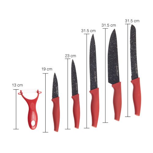 Set de 5 Cuchillos de Acero Inoxidable REDVELVET52 + Pelador Cerámico - Imagen 4