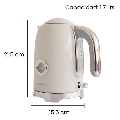 Tetera Eléctrica Retro 1.7L Marfil | 1200W Acero Inoxidable - Imagen 4