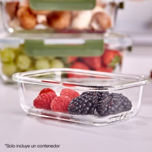 Contenedor de Vidrio Rectangular Oriol370 | 370 ml Verde Olivo