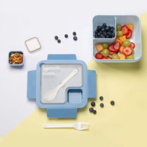 Lunchbox Infantil Azul ADANAAZUL | Bento Box con Divisiones y Cubiertos