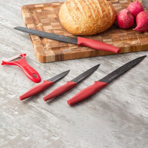 Set de 5 Cuchillos de Acero Inoxidable REDVELVET52 + Pelador Cerámico