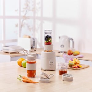 Procesador Personal Marfil 10 Pzas | Licuadora de 500W con Vasos Portátiles