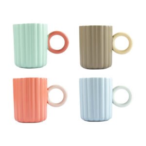 JUEGO DE 4 TAZAS DE PORCELANA DE 350 ML DE COLORES