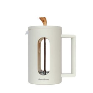 PRENSA FRANCESA DE 800 ML DE VIDRIO CON AGARRADERA COLOR MARFIL