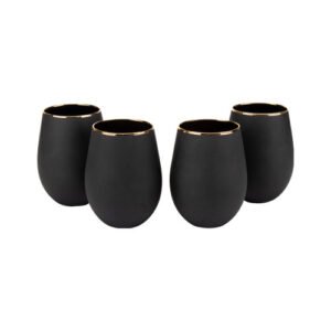 SET DE 4 VASOS DE 550 ML DE VIDRIO NEGRO